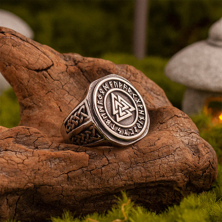 WorldNorse Geschmiedeter Valknut Rune -Siegelring - Valknut - 70mm - image 0