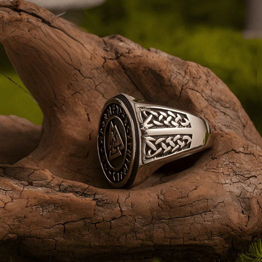 WorldNorse Geschmiedeter Valknut Rune -Siegelring - image 2