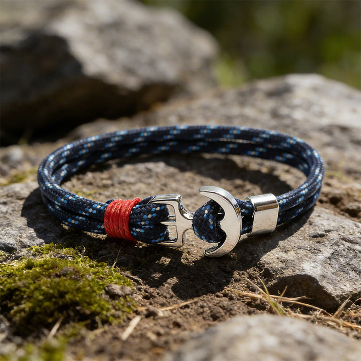 WorldNorse Maritime Knot Anchor Braided Bracelet - Blau & Weiß - image 0