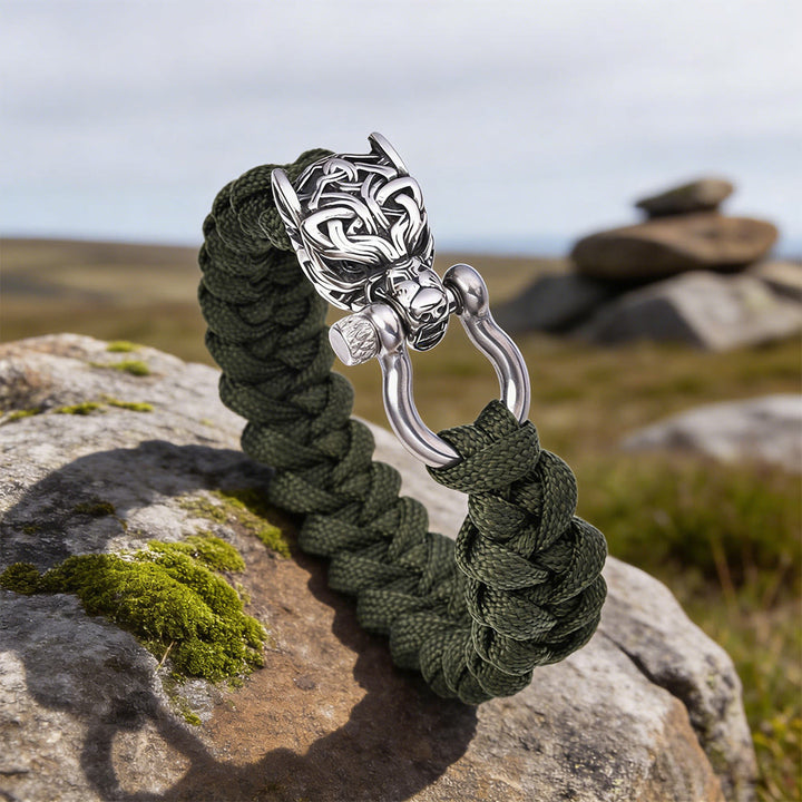 WorldNorse Armband mit verschlungenem Totem- Wolf - Armeegrün - 23 cm - image 5
