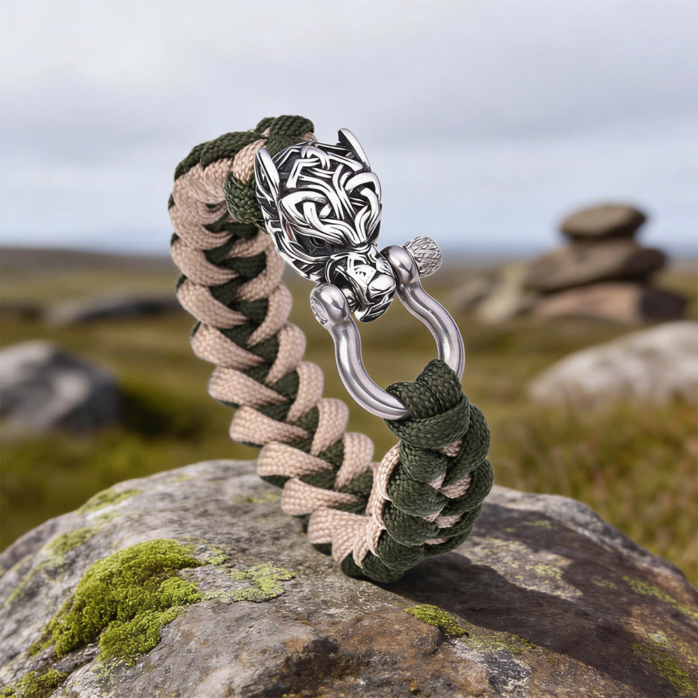 WorldNorse Armband mit verschlungenem Totem- Wolf - Armeegrün & Khaki - 23 cm - image 9