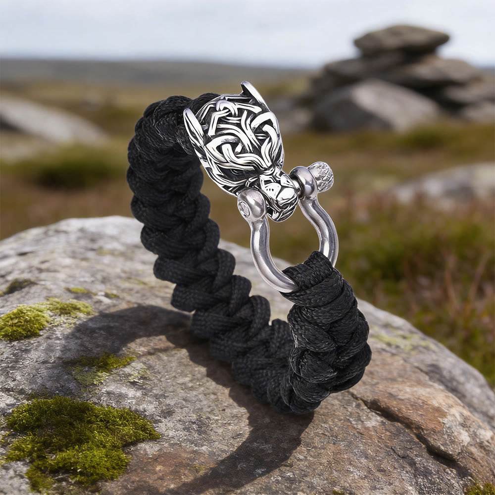 WorldNorse Armband mit verschlungenem Totem- Wolf - Schwarz - 23 cm - image 0
