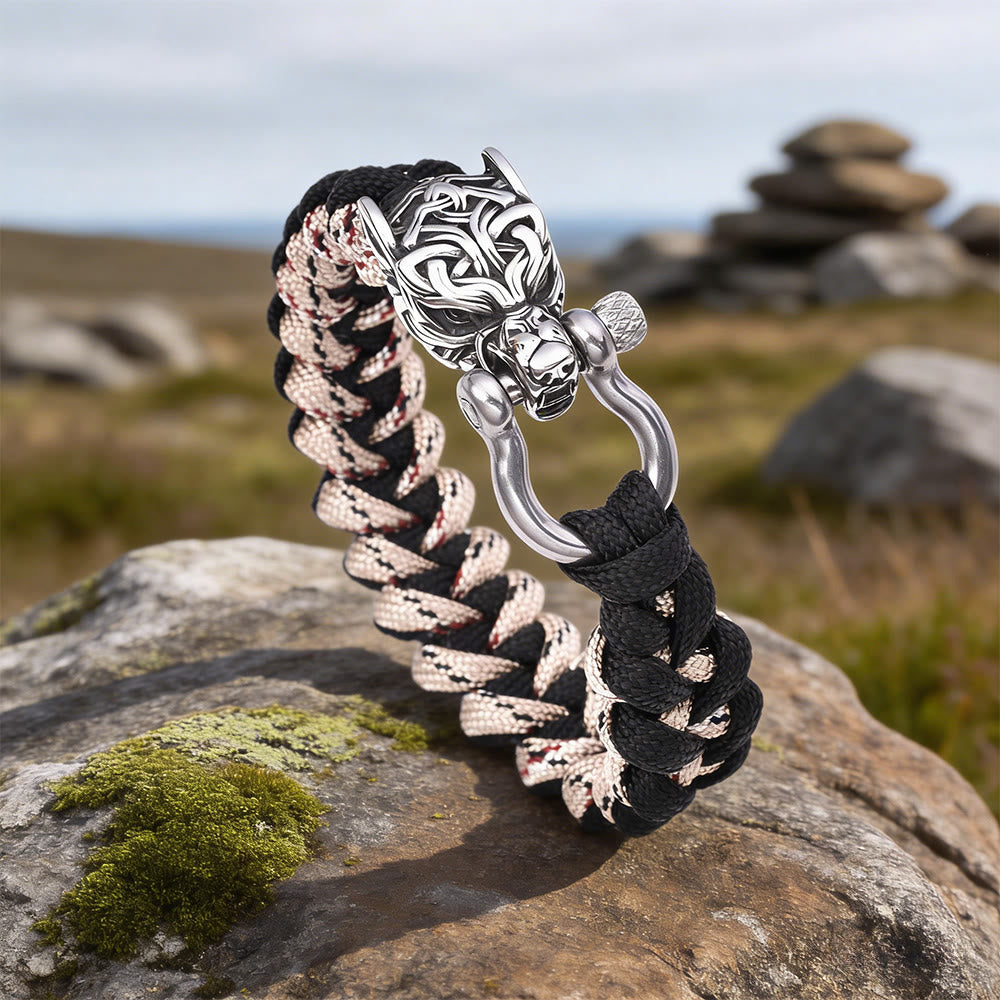 WorldNorse Armband mit verschlungenem Totem- Wolf - Schwarz & Gold - 23 cm - image 2
