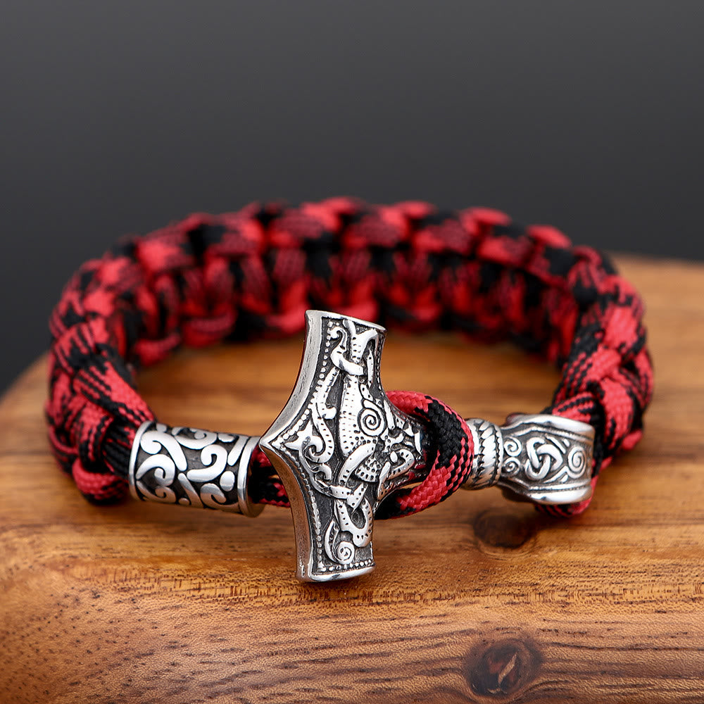 WorldNorse Geflochtenes Armband mit Thors Hammer - Silber - 23 cm - image 2