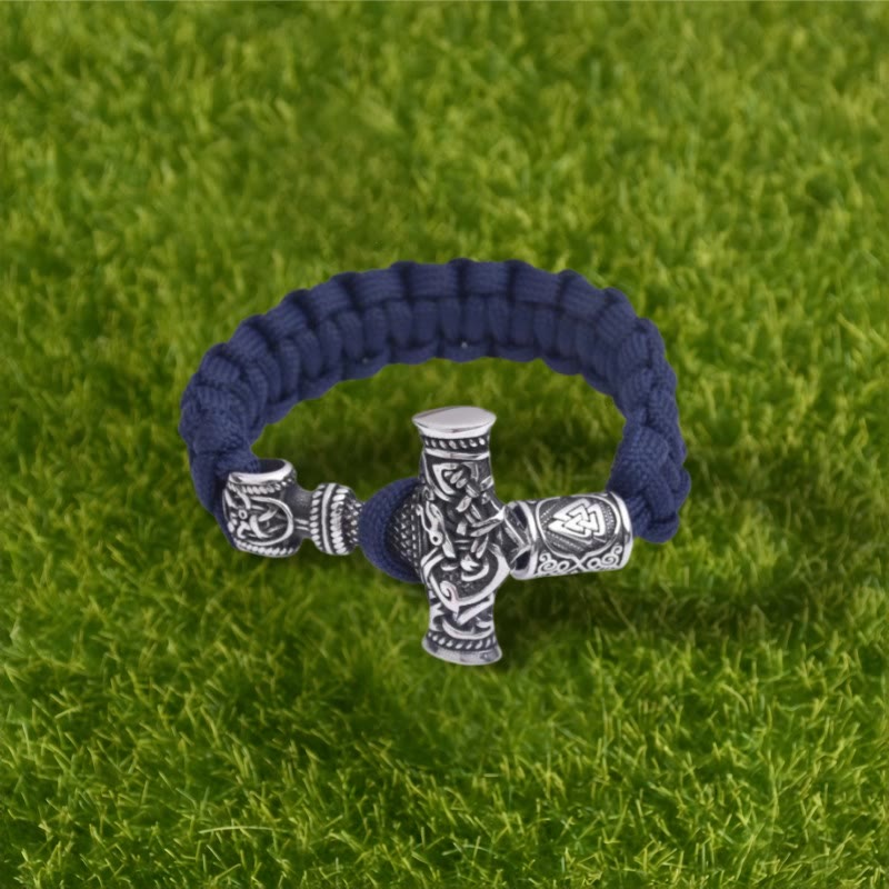 WorldNorse Totem Thors Hammer Knoten Geflochtenes Armband - Marineblau - 23 cm - image 4
