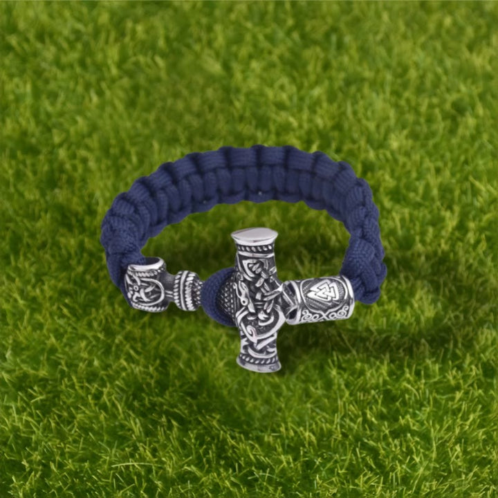 WorldNorse Totem Thors Hammer Knoten Geflochtenes Armband - Marineblau - 23 cm - image 4