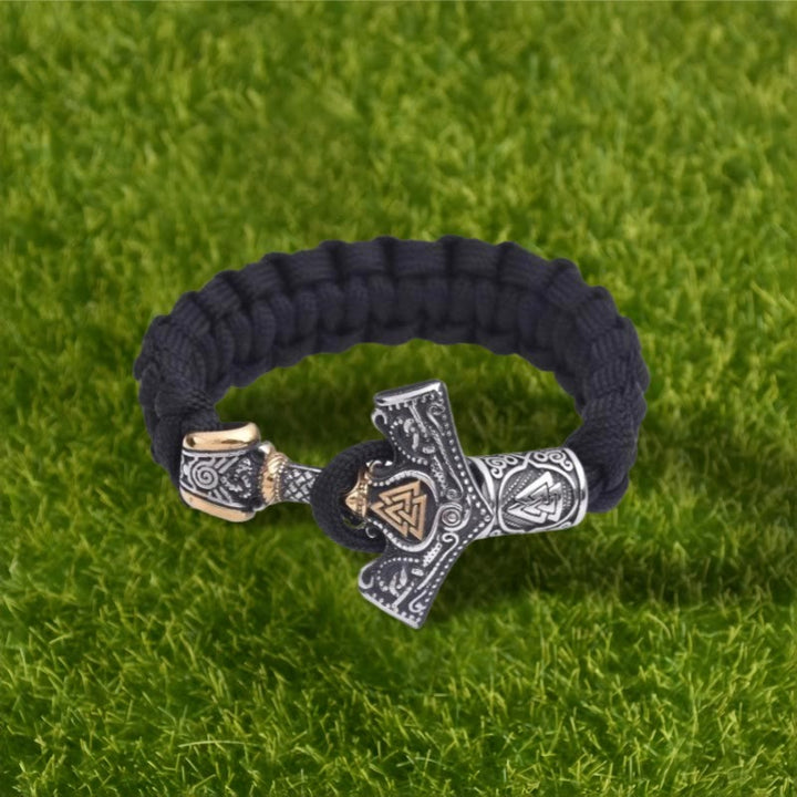 WorldNorse Graviertes Mjölnir Valknut Geflochtenes Armband - image 1