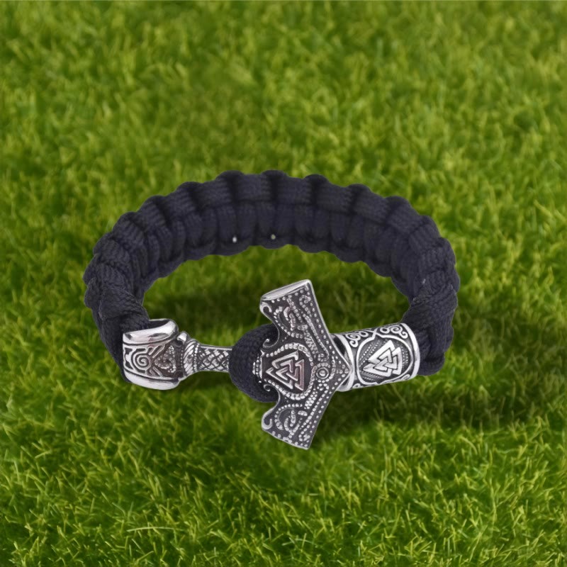 WorldNorse Graviertes Mjölnir Valknut Geflochtenes Armband - image 3