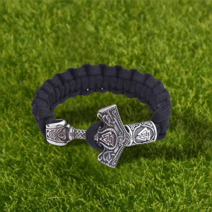 WorldNorse Graviertes Mjölnir Valknut Geflochtenes Armband - image 3