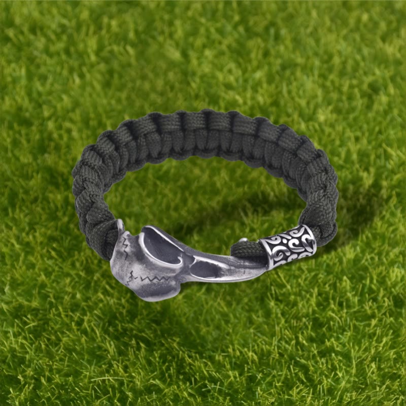 WorldNorse Geflochtenes Armband mit Raven -Totem - Armeegrün - 23 cm - image 6