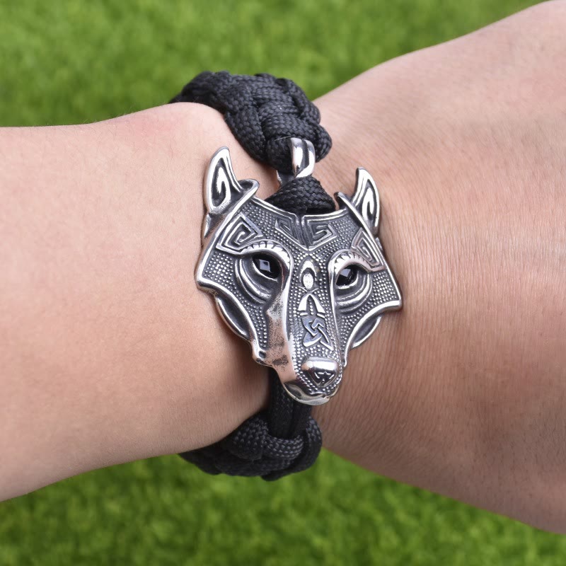WorldNorse Graviertes Fenrir -Masken-Geflochtenes Armband - image 1