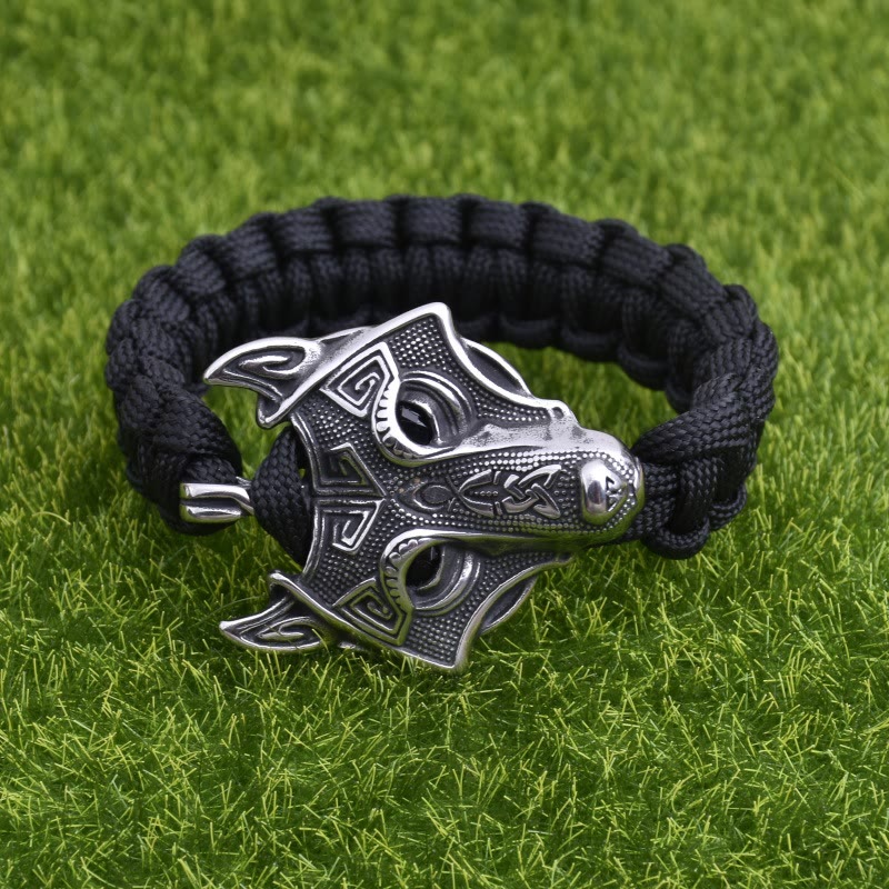 WorldNorse Graviertes Fenrir -Masken-Geflochtenes Armband - image 2