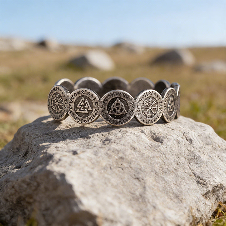 WorldNorse Viking Armband mit verwitterten Rune - Retro Silber - image 1