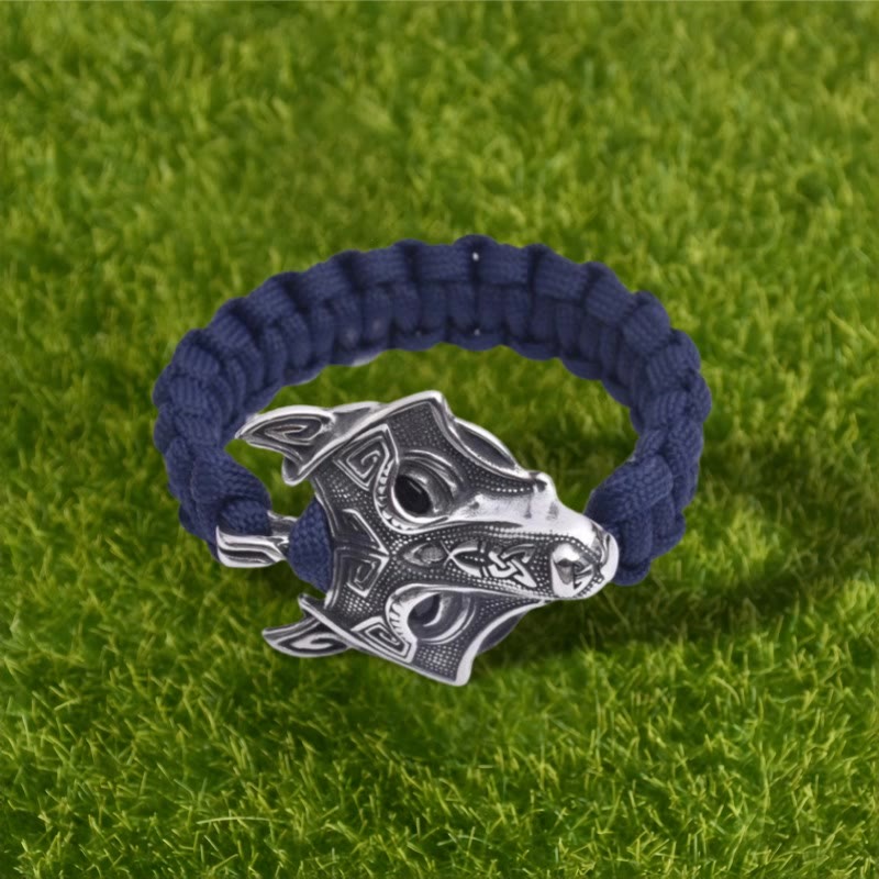 WorldNorse Graviertes Fenrir -Masken-Geflochtenes Armband - Marineblau - 23 cm - image 10