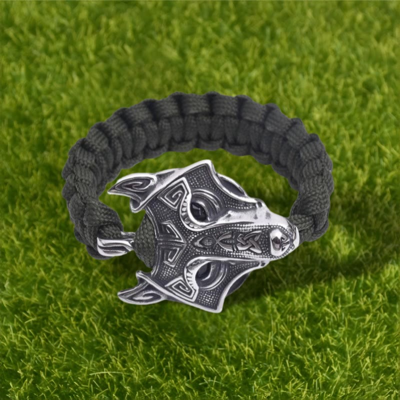 WorldNorse Graviertes Fenrir -Masken-Geflochtenes Armband - image 9