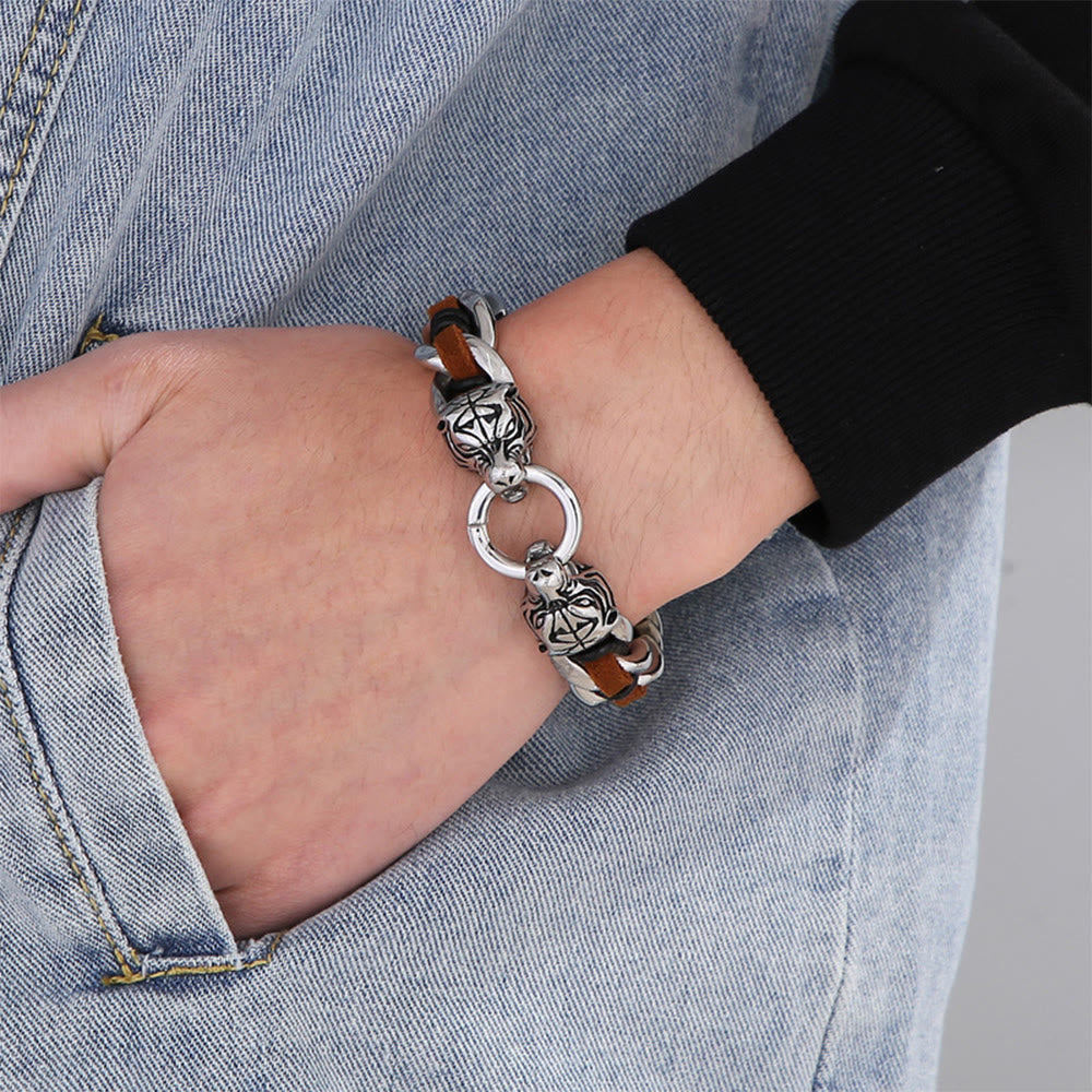 WorldNorse Geschmiedetes Totem-Armband mit Tiermotiv - image 1