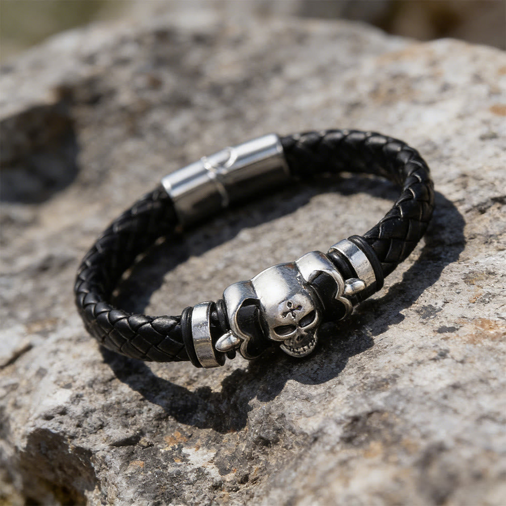 WorldNorse Poliertes Totenkopf-Lederarmband - image 2