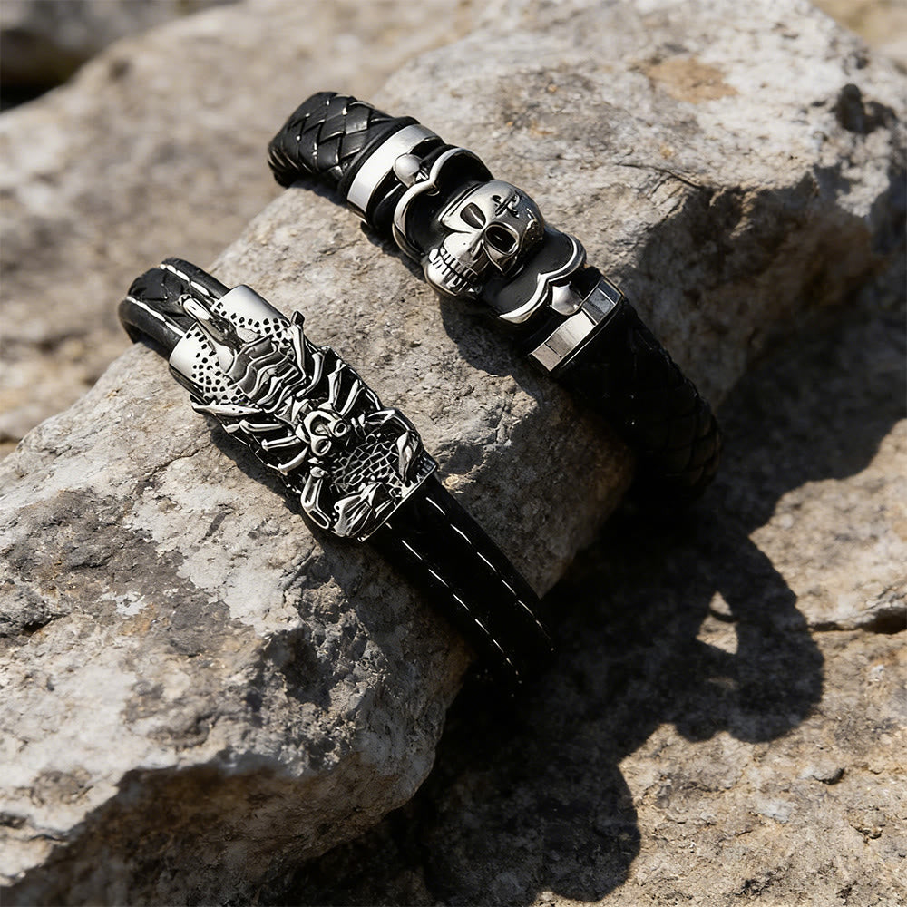 WorldNorse Poliertes Totenkopf-Lederarmband - image 7