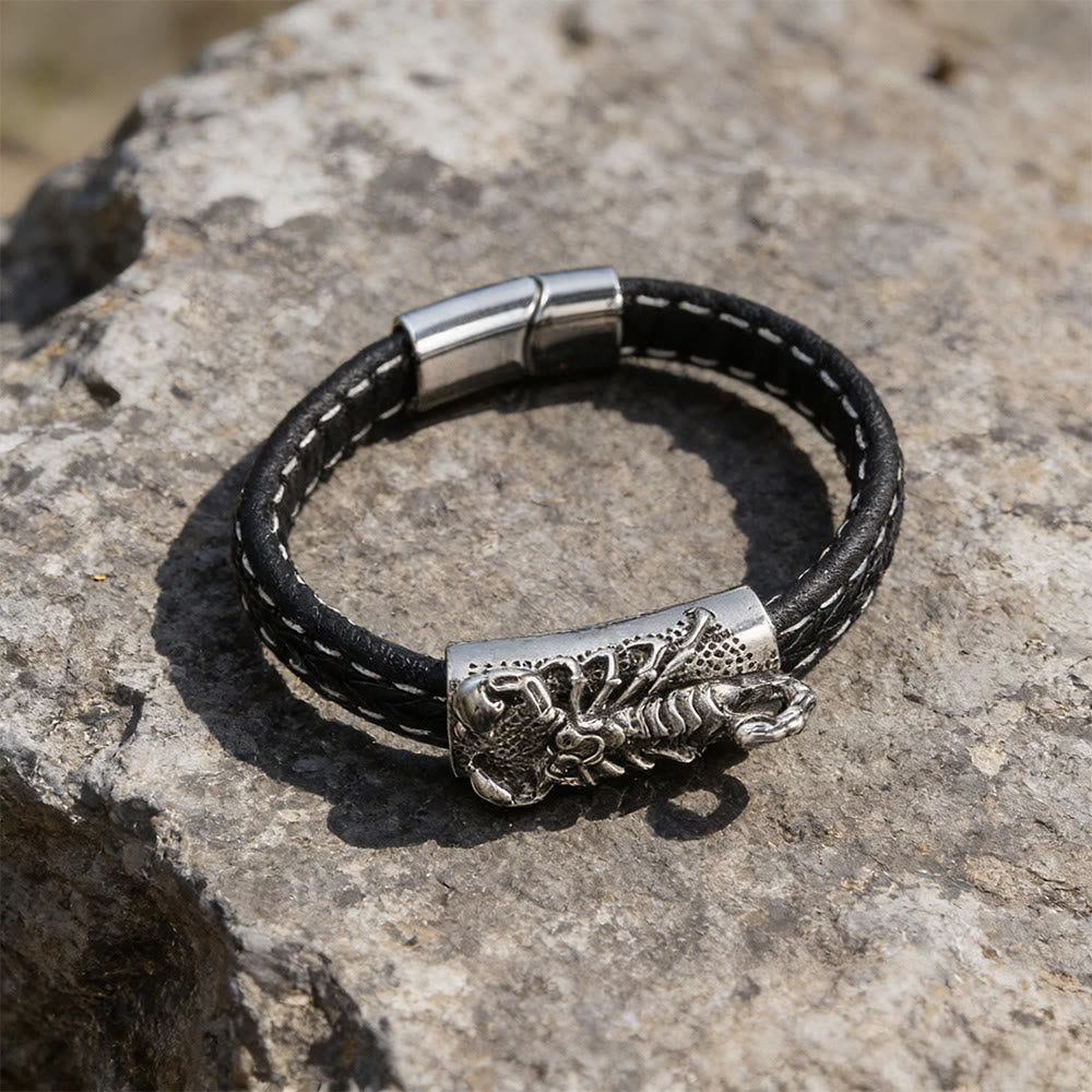 WorldNorse Poliertes Totenkopf-Lederarmband - image 6