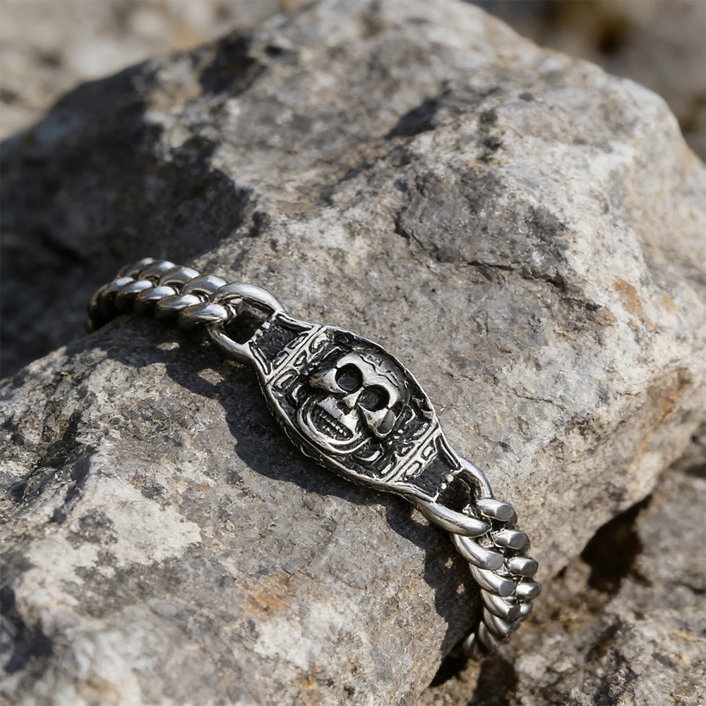 WorldNorse Armband mit graviertem Totenkopf-Panel - image 2