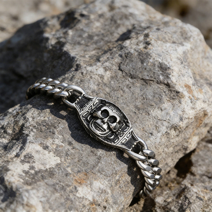WorldNorse Armband mit graviertem Totenkopf-Panel - image 2