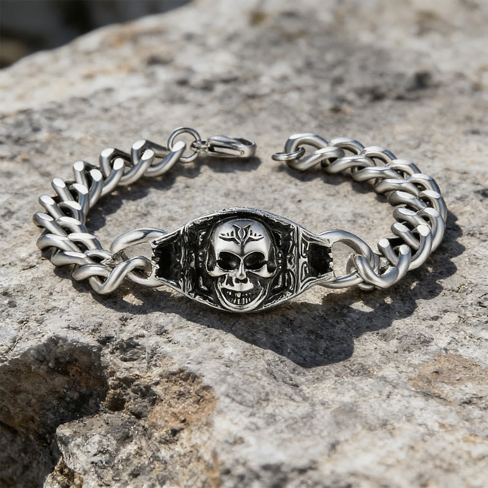 WorldNorse Armband mit graviertem Totenkopf-Panel - Schädel - image 0