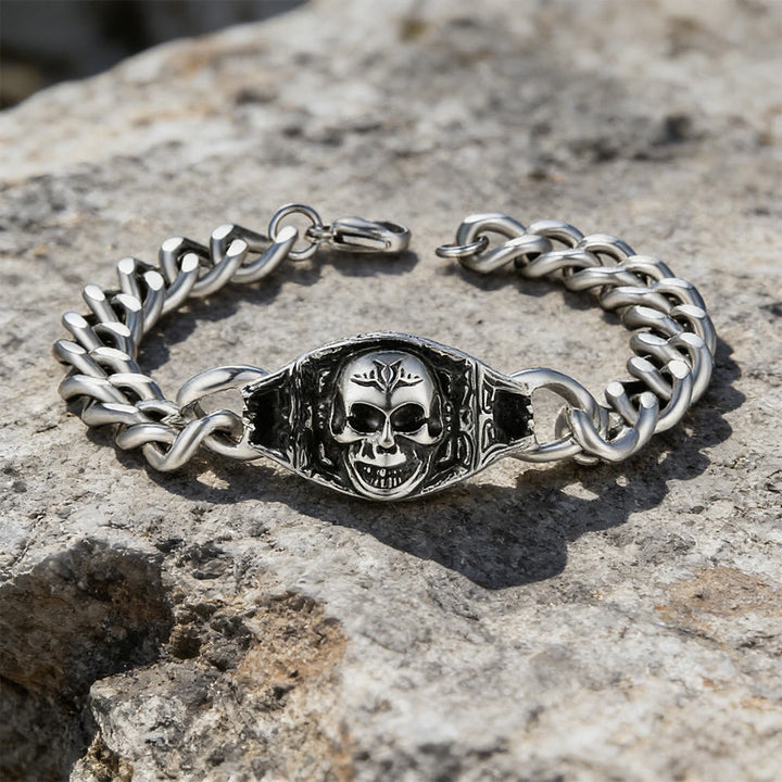 WorldNorse Armband mit graviertem Totenkopf-Panel - Schädel - image 0