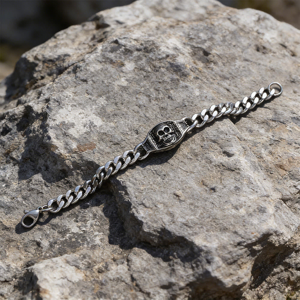 WorldNorse Armband mit graviertem Totenkopf-Panel - image 4