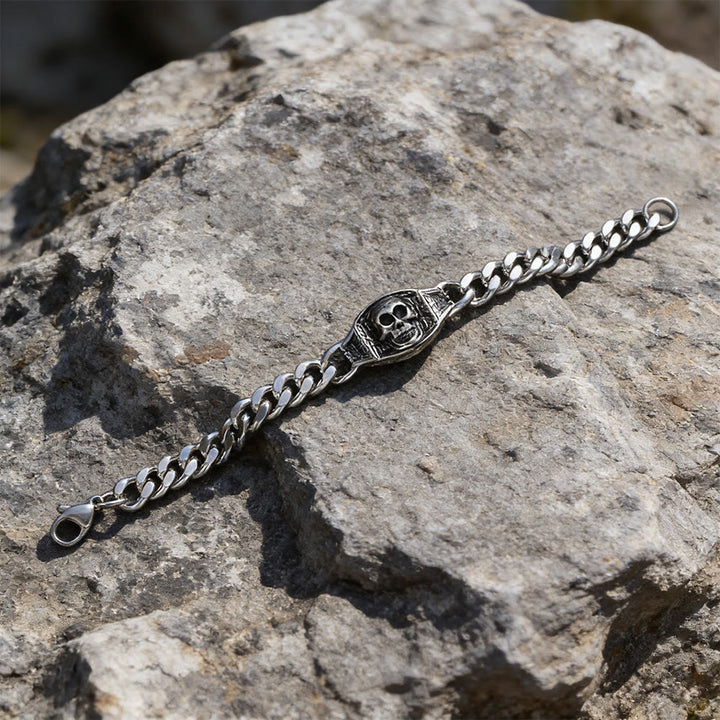 WorldNorse Armband mit graviertem Totenkopf-Panel - image 4
