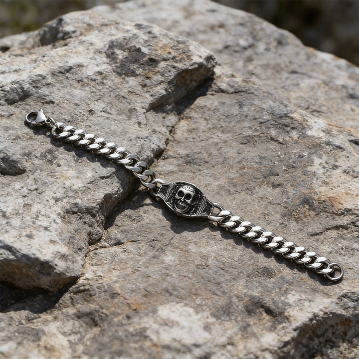 WorldNorse Armband mit graviertem Totenkopf-Panel - image 3