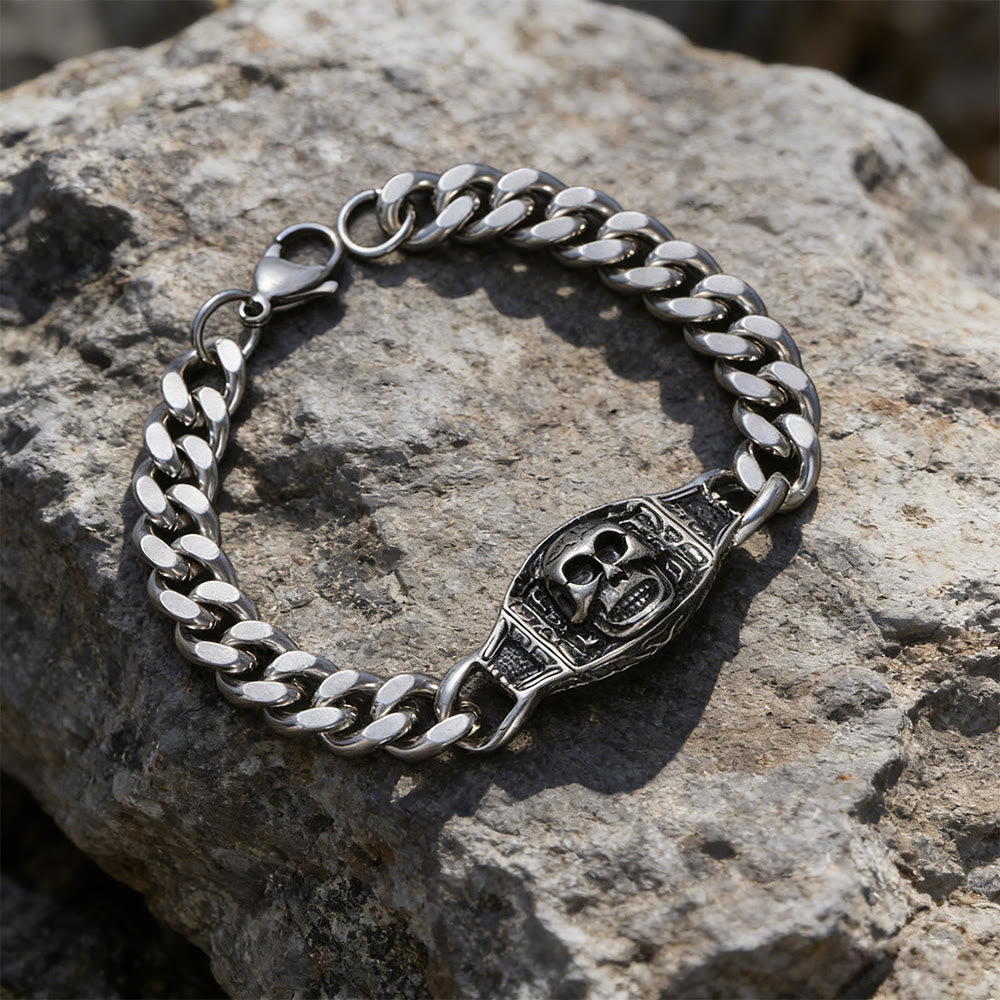 WorldNorse Armband mit graviertem Totenkopf-Panel - image 1