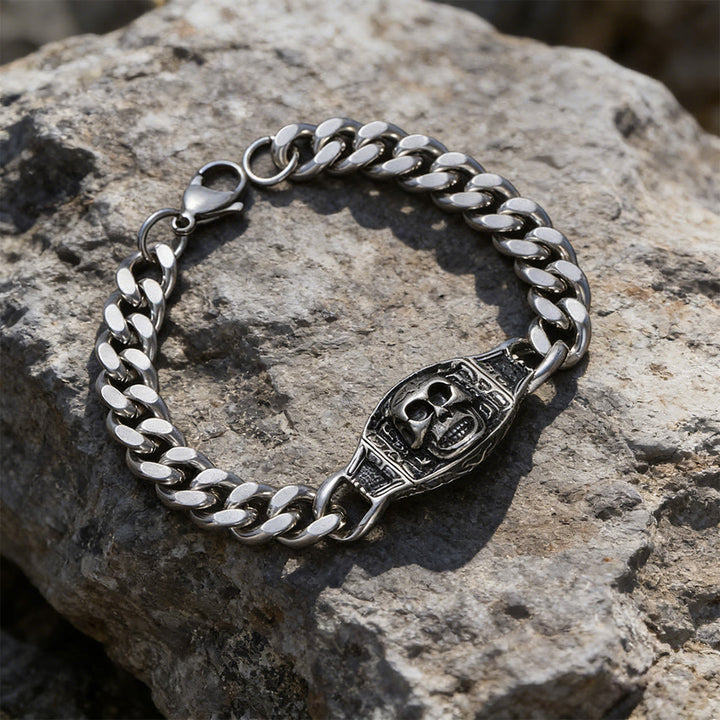 WorldNorse Armband mit graviertem Totenkopf-Panel - image 1