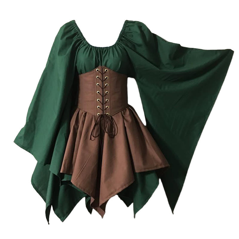 WorldNorse Mittelalterliches Waldmädchen-Kostümkleid - Grün & Braun - US30, UK/AU36, EU60 (5XL) - image 2