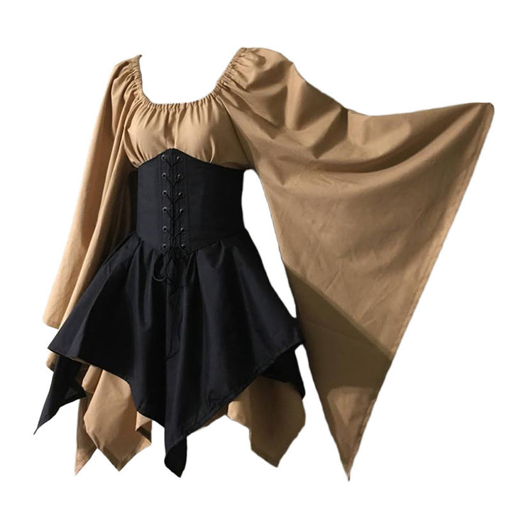 WorldNorse Mittelalterliches Waldmädchen-Kostümkleid - Khaki & Schwarz - US30, UK/AU36, EU60 (5XL) - image 3