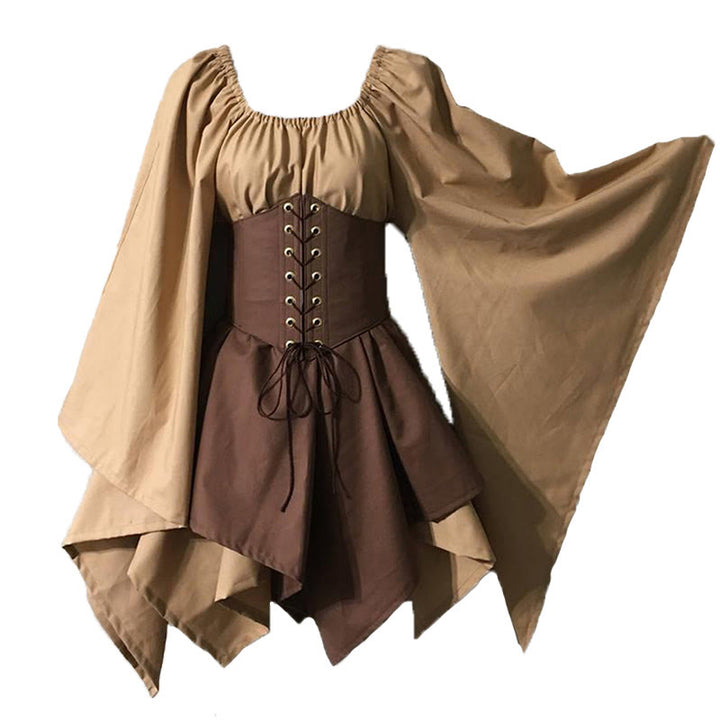 WorldNorse Mittelalterliches Waldmädchen-Kostümkleid - Khaki & Braun - US30, UK/AU36, EU60 (5XL) - image 4