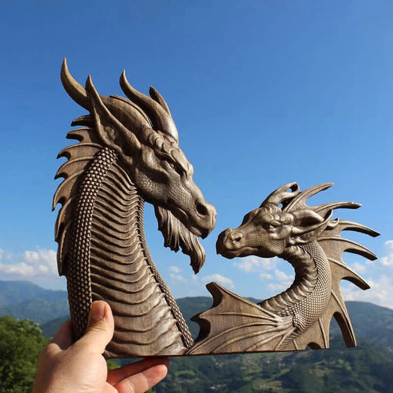 WorldNorse Wanddekoration aus Kunstharz mit Nordischer Drache und Wikingermotiv - Von Angesicht zu Angesicht - image 0