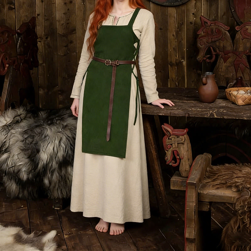 WorldNorse Norse Hearthside Pinafore Gown Apron Dress - Grün - US34, UK/AU38, EU64 (5XL) - image 1