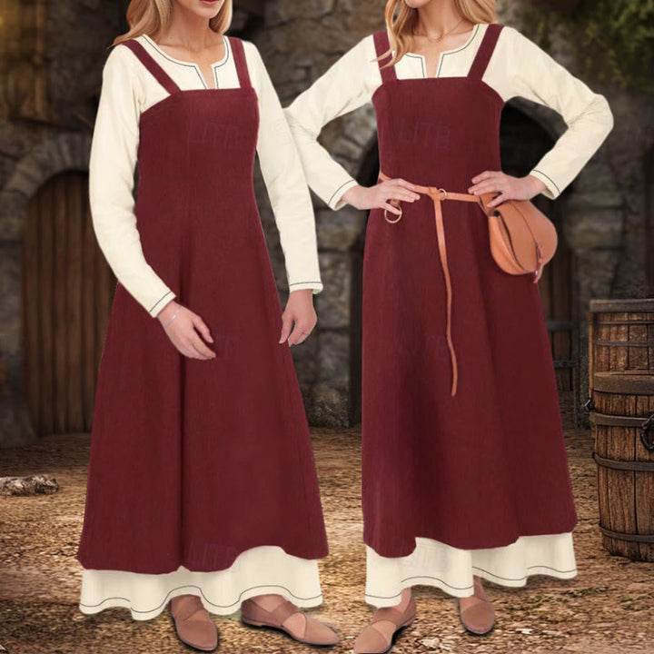 WorldNorse Burgundy Overdress Layered Apred Dress - Rot - US34, UK/AU38, EU64 (5XL) - image 0