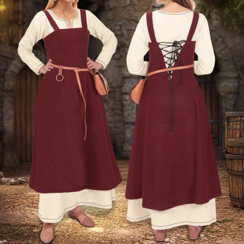 WorldNorse Burgundy Overdress Layered Apred Dress - image 1