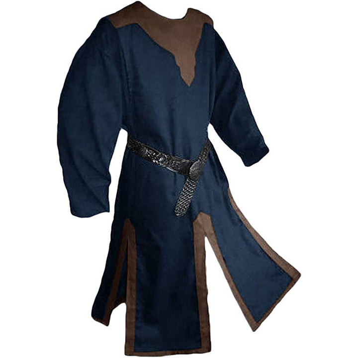 WorldNorse Nordische Tunika mit geschlitztem Saum, gewebt, Kostümrobe - Blau & Braun - US/UK/AU46, EU56 (3XL) - image 0