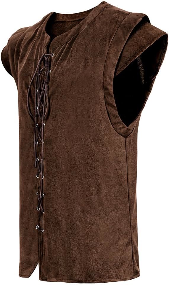 WorldNorse Wikinger-Tunika-Kostümweste aus Wildleder mit Schnürung - image 3