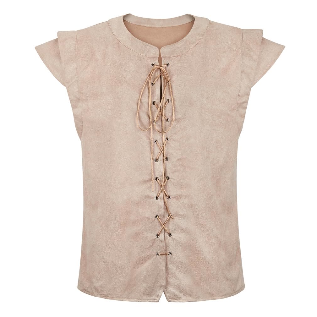 WorldNorse Wikinger-Tunika-Kostümweste aus Wildleder mit Schnürung - Cremefarben - US/UK/AU46, EU56 (3XL) - image 12