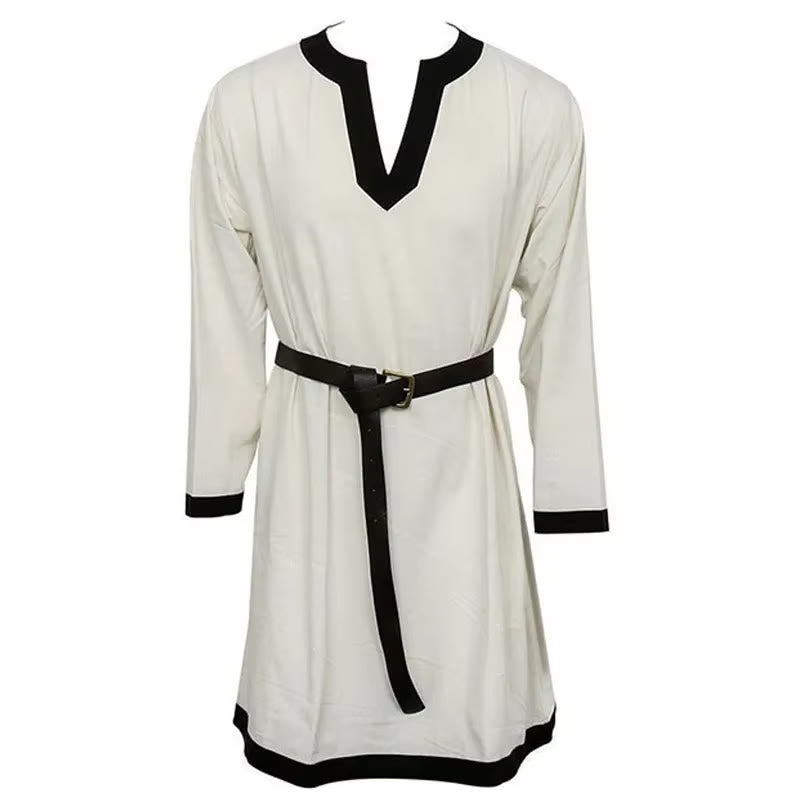 WorldNorse Wikinger-Kostümrobe mit Kontrastbesatz und Gürtel - Weiß - US/UK/AU44, EU54 (2XL) - image 0