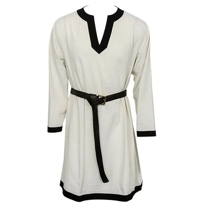 WorldNorse Wikinger-Kostümrobe mit Kontrastbesatz und Gürtel - Weiß - US/UK/AU44, EU54 (2XL) - image 0