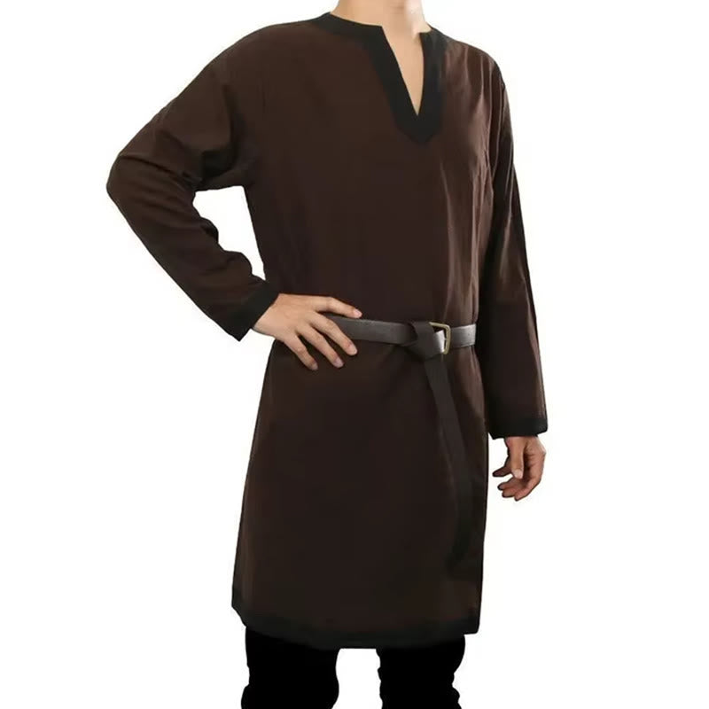 WorldNorse Wikinger-Kostümrobe mit Kontrastbesatz und Gürtel - Braun - US/UK/AU44, EU54 (2XL) - image 8