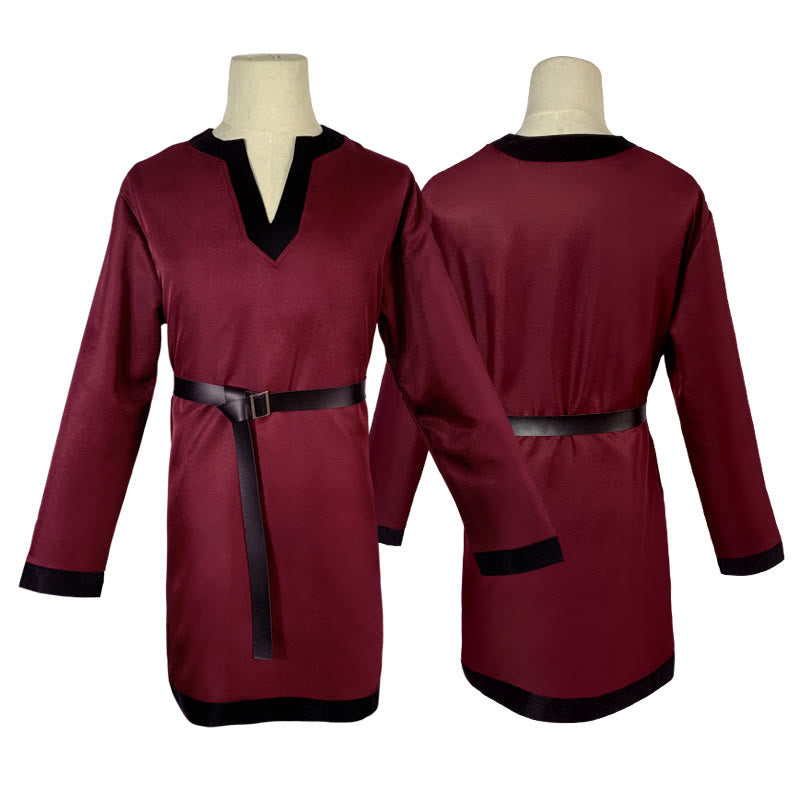 WorldNorse Wikinger-Kostümrobe mit Kontrastbesatz und Gürtel - Rot - US/UK/AU44, EU54 (2XL) - image 4