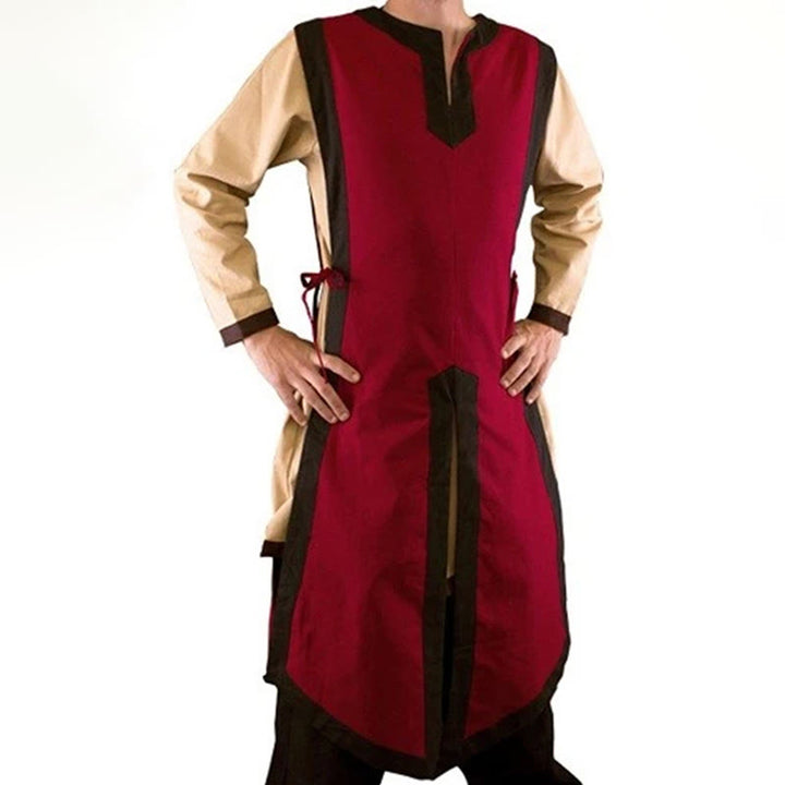 WorldNorse Nordischer Wappenrock mit Knopfleiste und geteiltem Bindegürtel - Weinrot & Schwarz - US/UK/AU48, EU58 (4XL) - image 3
