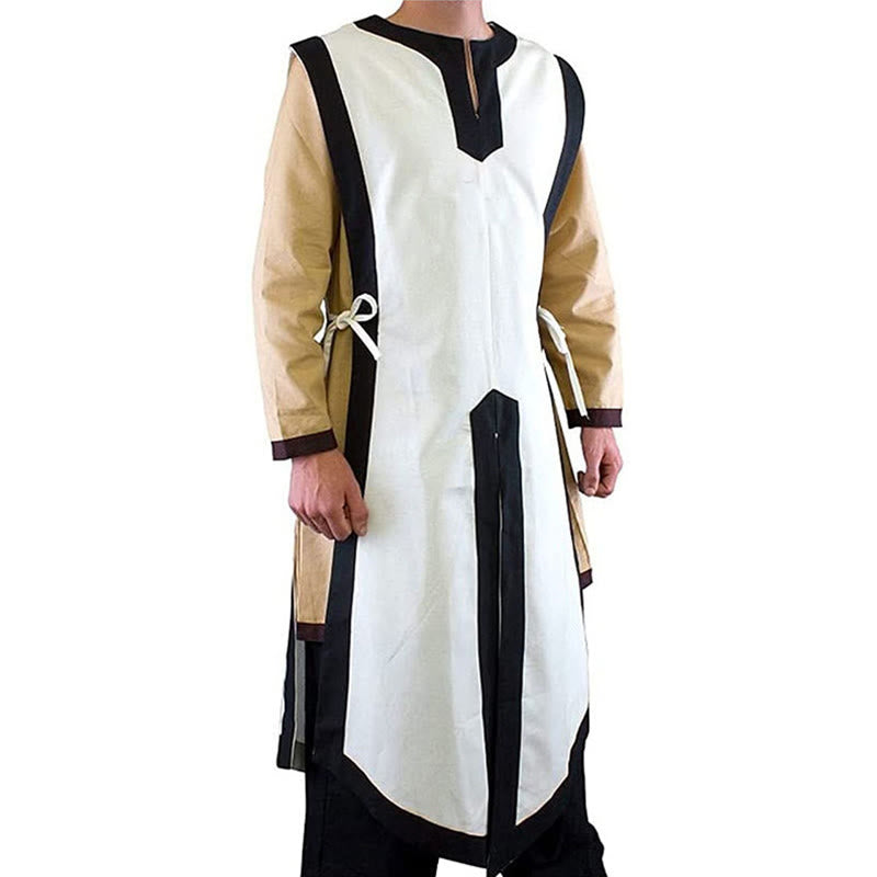 WorldNorse Nordischer Wappenrock mit Knopfleiste und geteiltem Bindegürtel - Weiß & Schwarz - US/UK/AU48, EU58 (4XL) - image 0