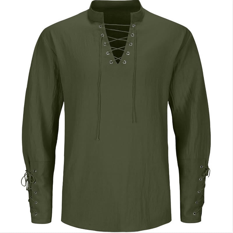 WorldNorse Mittelalterliches Tunika-Kostümhemd mit überkreuzter Knopfleiste - Grün - US/UK/AU44, EU54 (2XL) - image 0