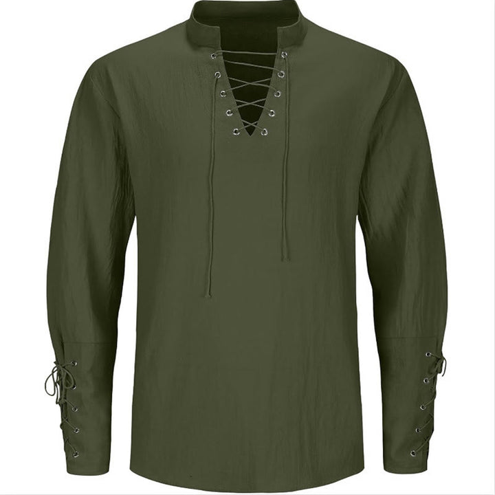 WorldNorse Mittelalterliches Tunika-Kostümhemd mit überkreuzter Knopfleiste - Grün - US/UK/AU44, EU54 (2XL) - image 0